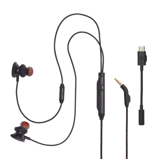 JBL Quantum 50C - Black - Wired in-ear gaming headset with USB-C adapter - Detailshot 1 image number null